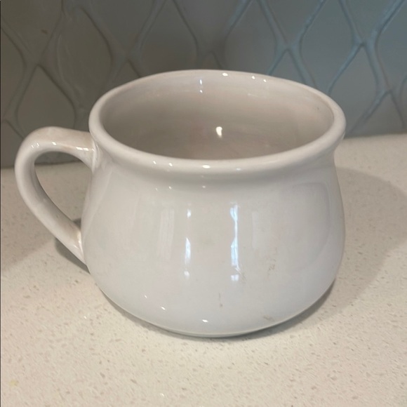 White and Orange Ceramic Soup Mug for Dining - Picture 2 of 3